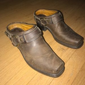 Frye Belted Harness Mules (size 8)